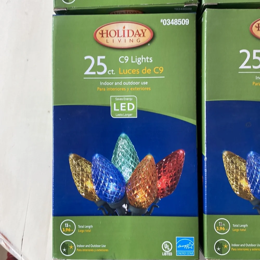 Christmas lights C9 multi-colored LED 25 ct. Bundle 4 unopened boxes.